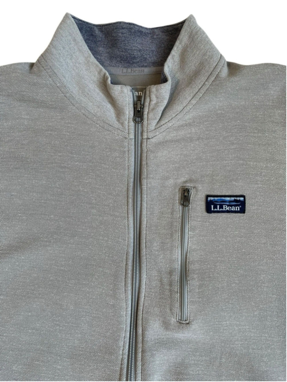 LL Bean Sweater Full Zip Jacket Men's XL Reg Gray Canvas - Picture 5 of 9